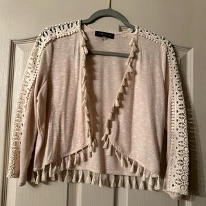August silk crop top jacket sweater